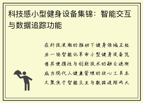 科技感小型健身设备集锦：智能交互与数据追踪功能